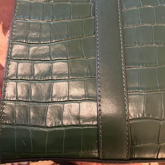 Michael Kors Nouveau Hamilton Crocodile Embossed Leather Satchel Moss EUC - Picture 6 of 7